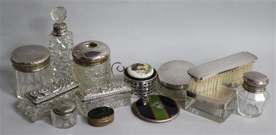 A group of silver mounted jars etc.